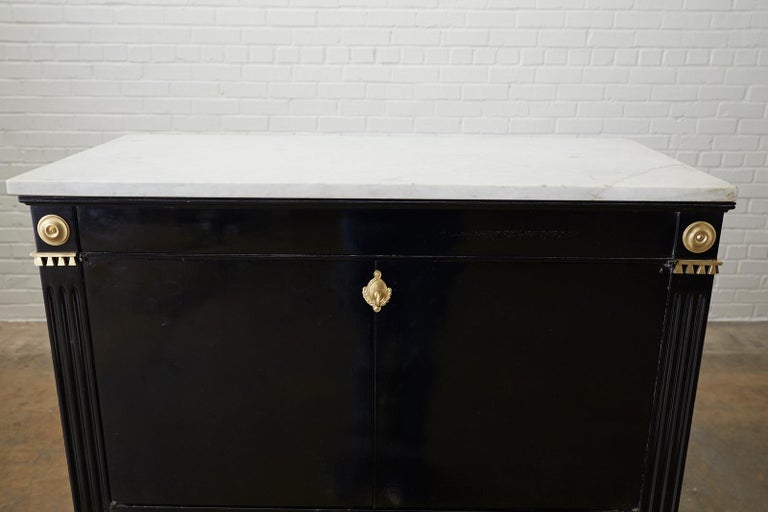 MarbleTop Maison Jansen Neoclassical Ebonized Dry Bar at 1stDibs
