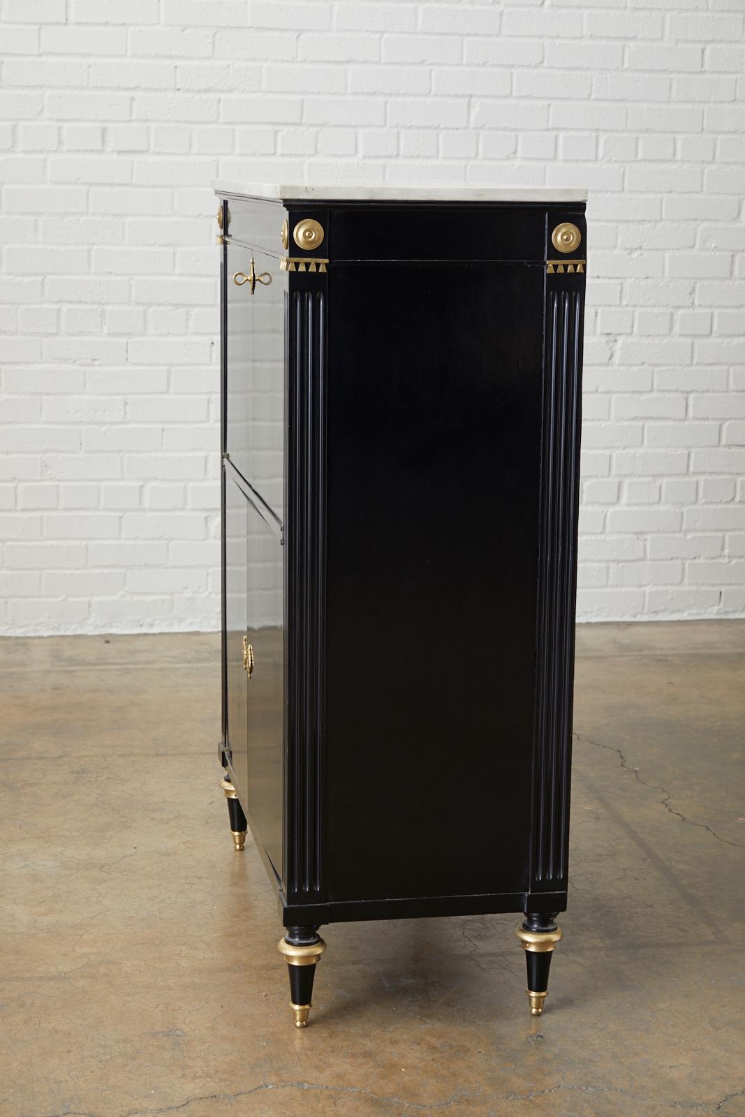 Marble-Top Maison Jansen Neoclassical Ebonized Dry Bar Cabinet 5