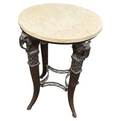 Marble Top & Metal Based End Table with Elephant Motif