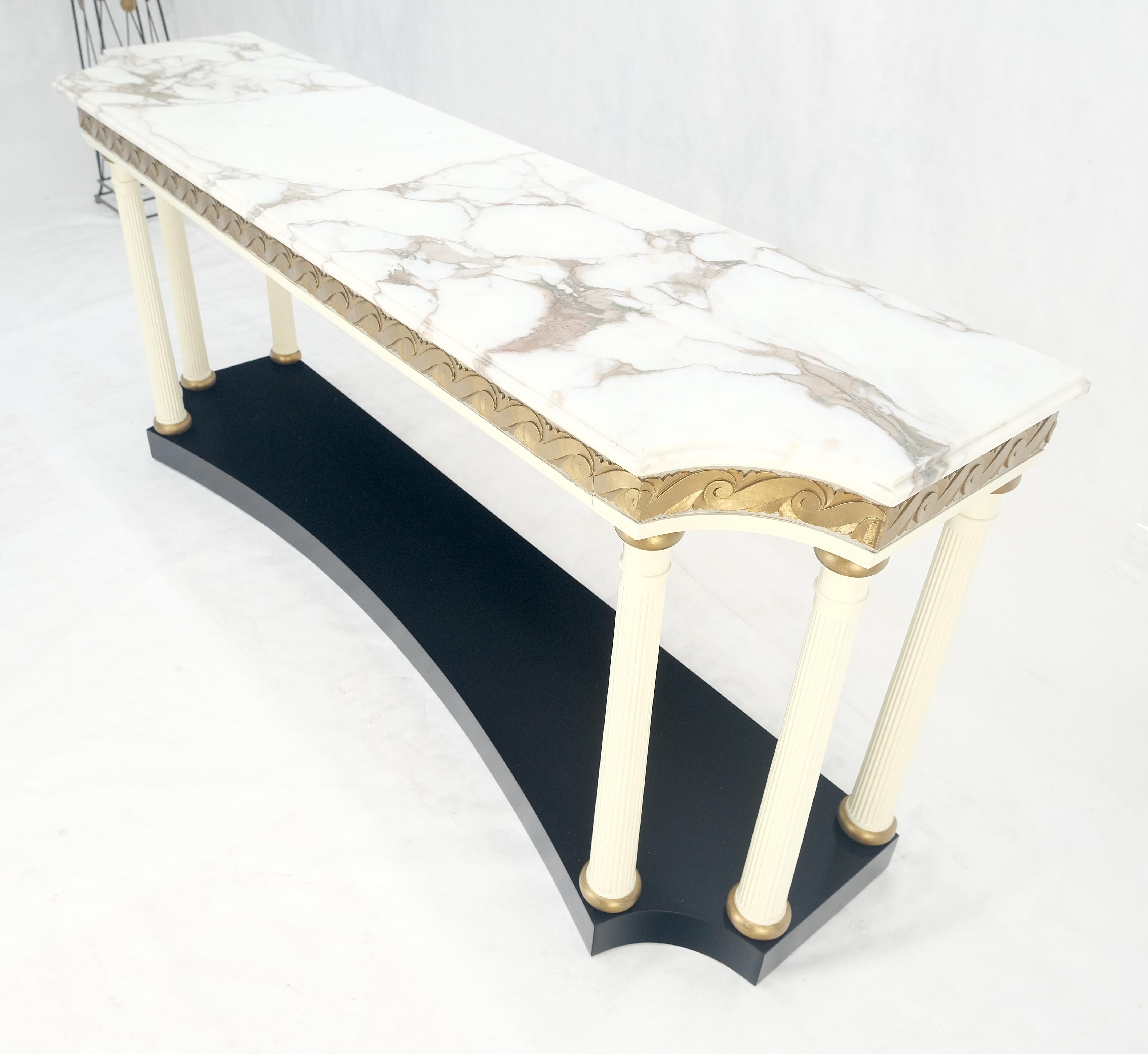 Marble Top Neoclassical Deco Concave Base Console Sofa Table Gold Gilt Carving For Sale 6