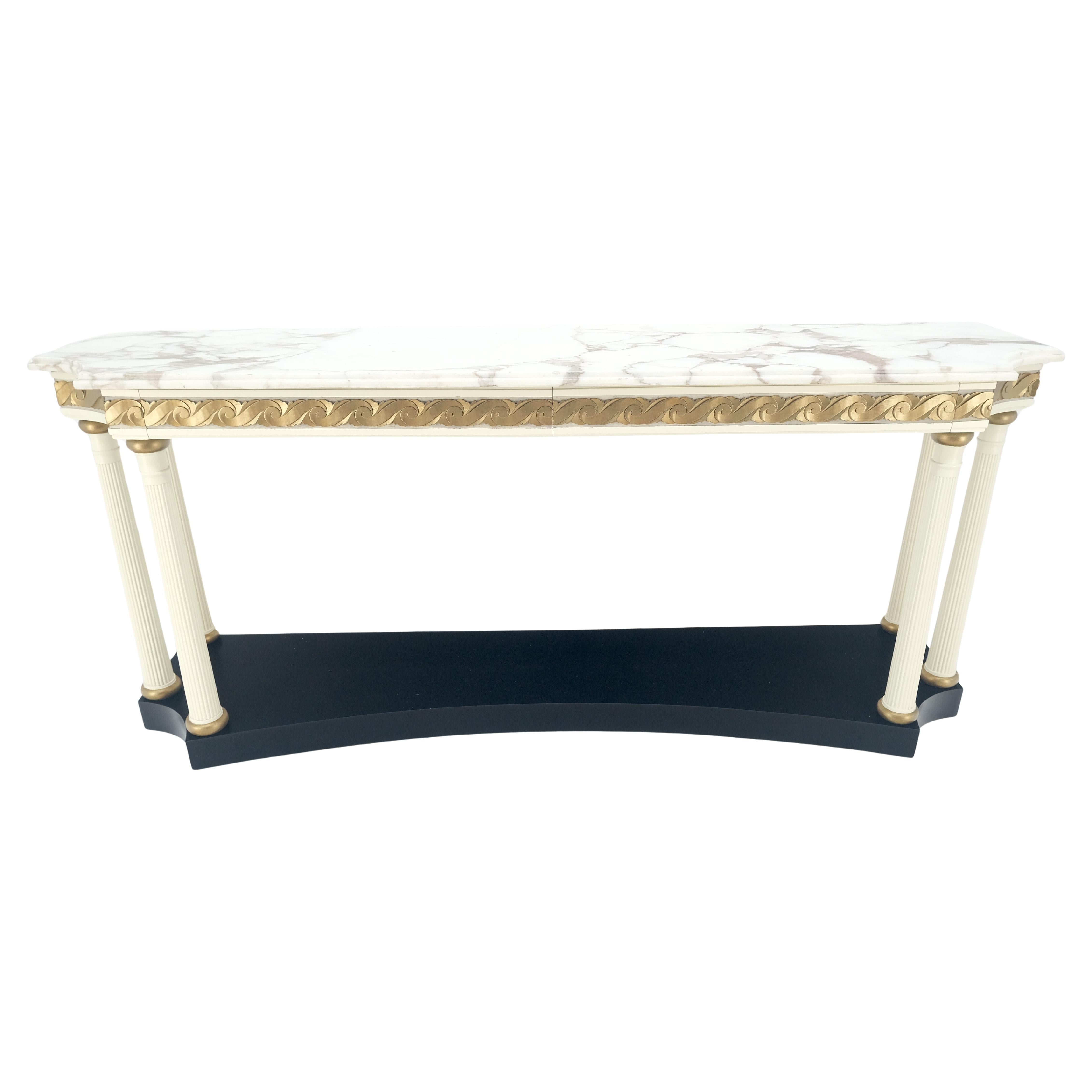 Marble Top Neoclassical Deco Concave Base Console Sofa Table Gold Gilt Carving MINT!