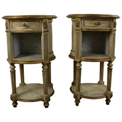 Used Marble-Top Nightstand Set of 2