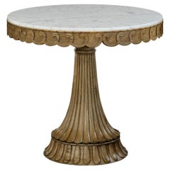 Marble Top Oak Center Table