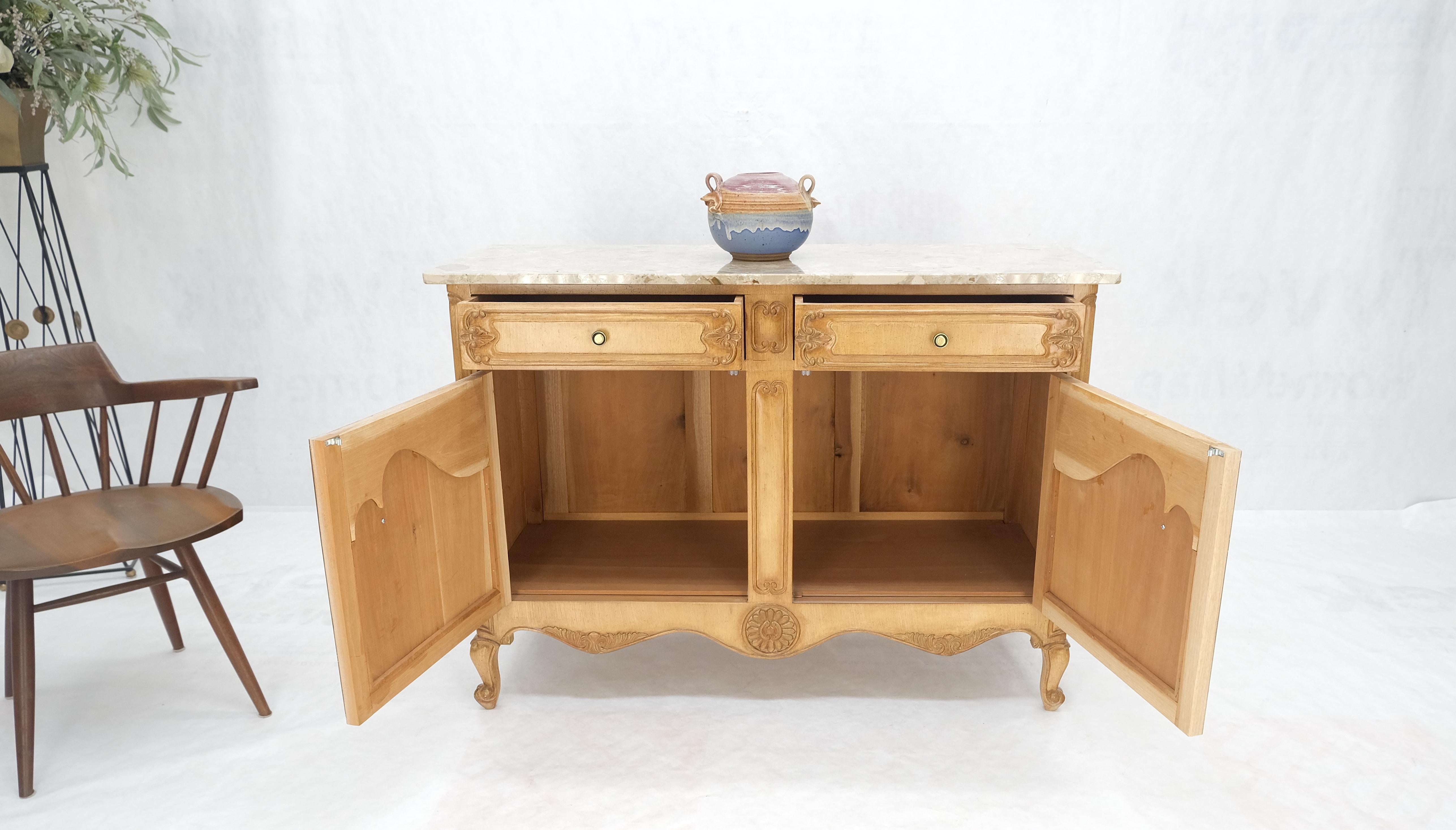 Marble Top Oak Country French Two Doors Drawers Cabinet Server Sideboard Buffet For Sale 4