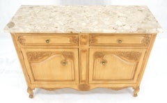 Marble Top Oak Country French Two Doors Drawers Cabinet Server Sideboard Buffet