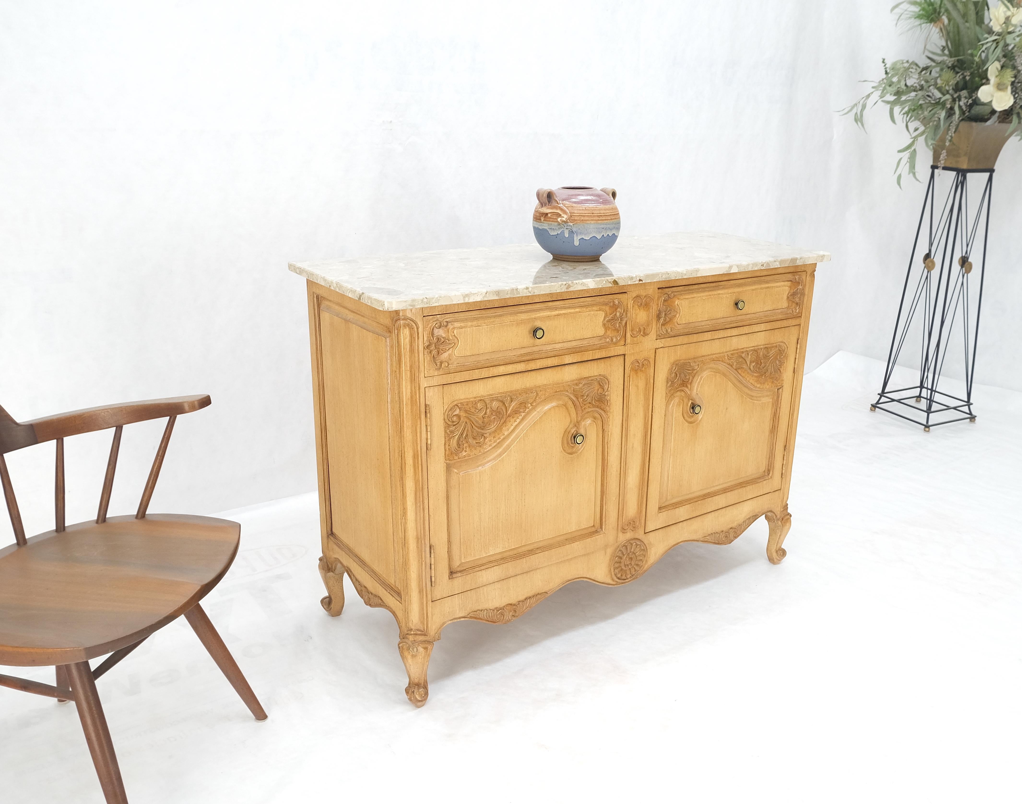 Marble Top Oak Country French Two Doors Drawers Cabinet Server Sideboard Buffet  For Sale 3