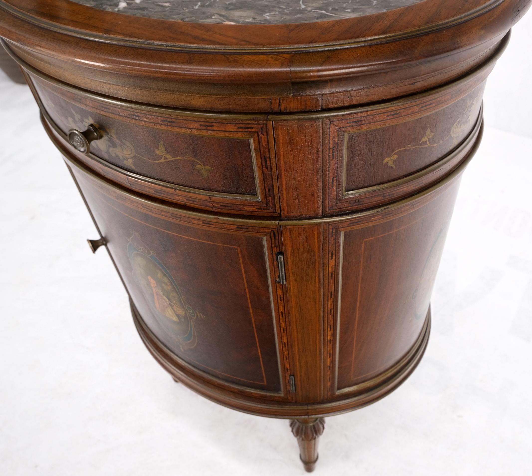 Marble Top Oval One Door Compartment Drawer Adams Style Painted Stand Table For Sale 8
