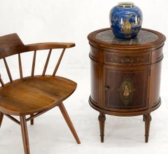 Marble Top Oval One Door Compartment Drawer Adams Style Painted Stand Table