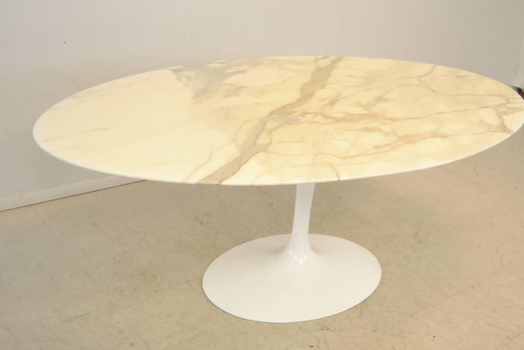 Italian Marble-Top Oval Tulip Dining, Conference Table by Eero Saarinen for Knoll