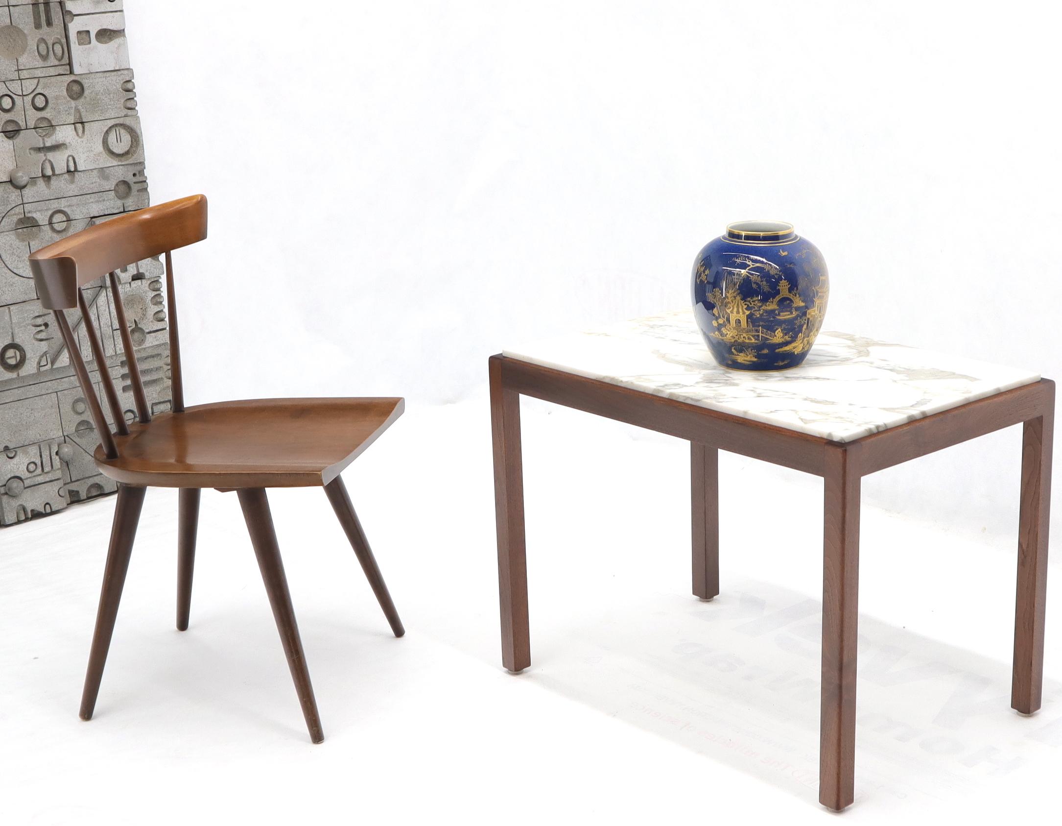 Mid-Century Modern marble top Parsons style end side occasional table.