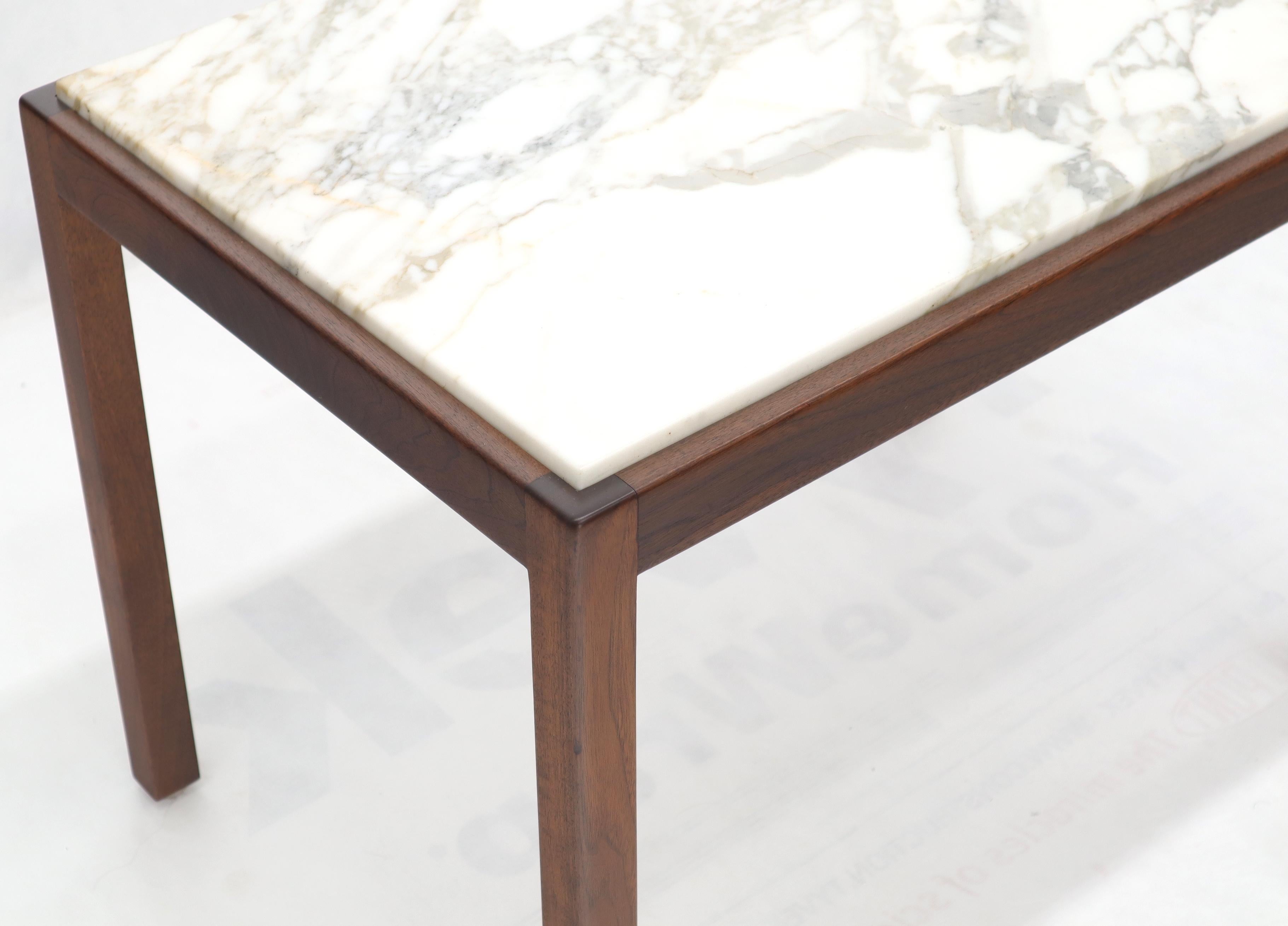 Marble Top Parsons Style Oiled Walnut Frame Side End Table 1