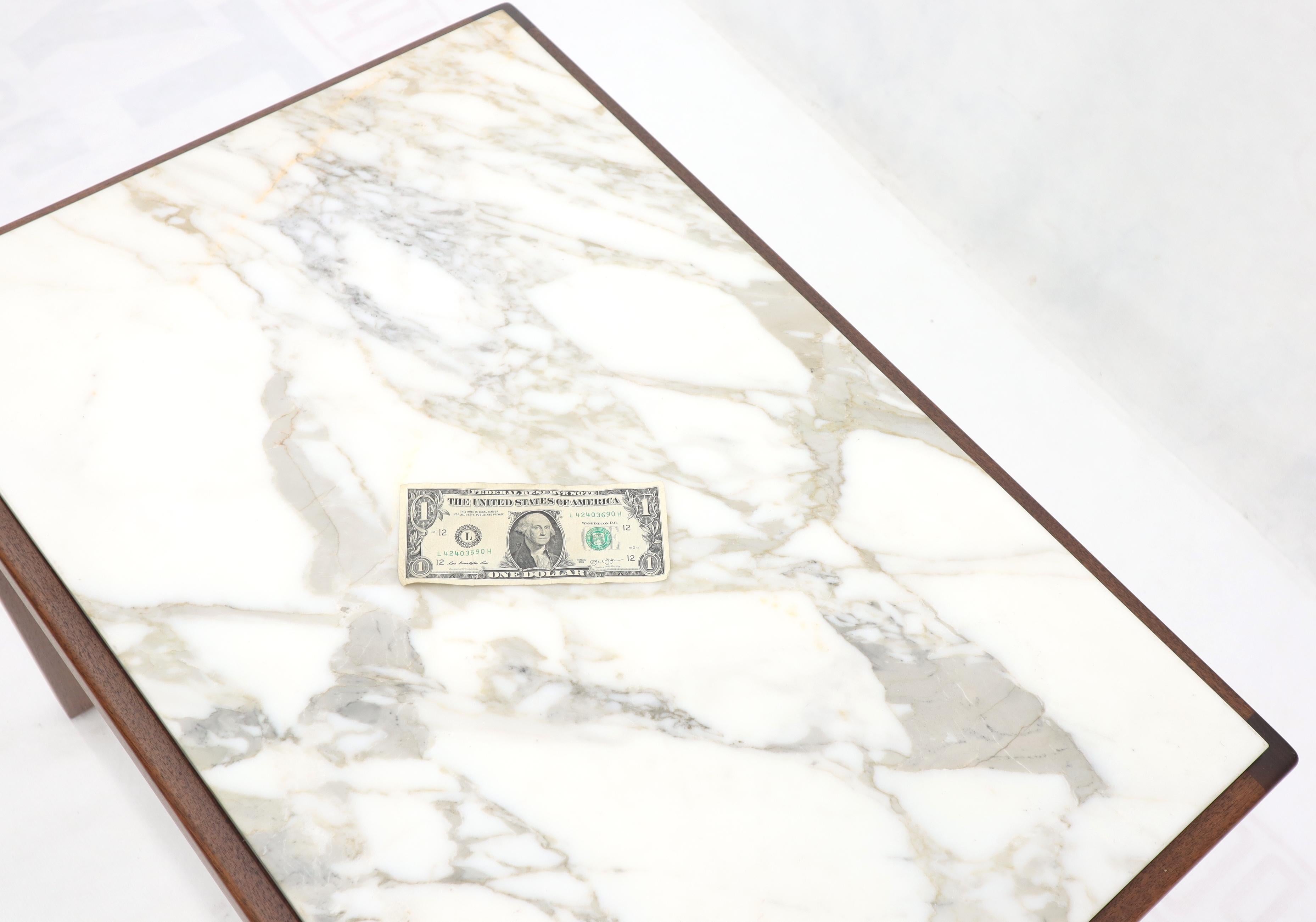 Marble Top Parsons Style Oiled Walnut Frame Side End Table 2