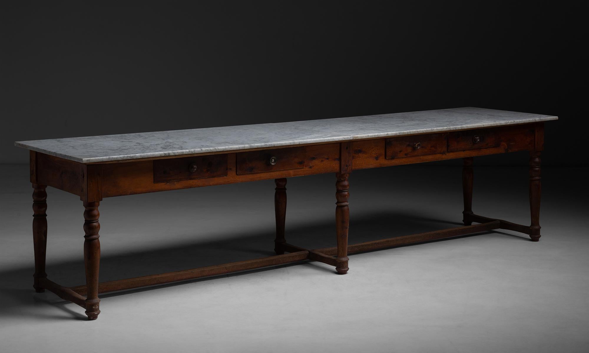 Italian Marble Top Preparation Table, Italy circa 1890 For Sale