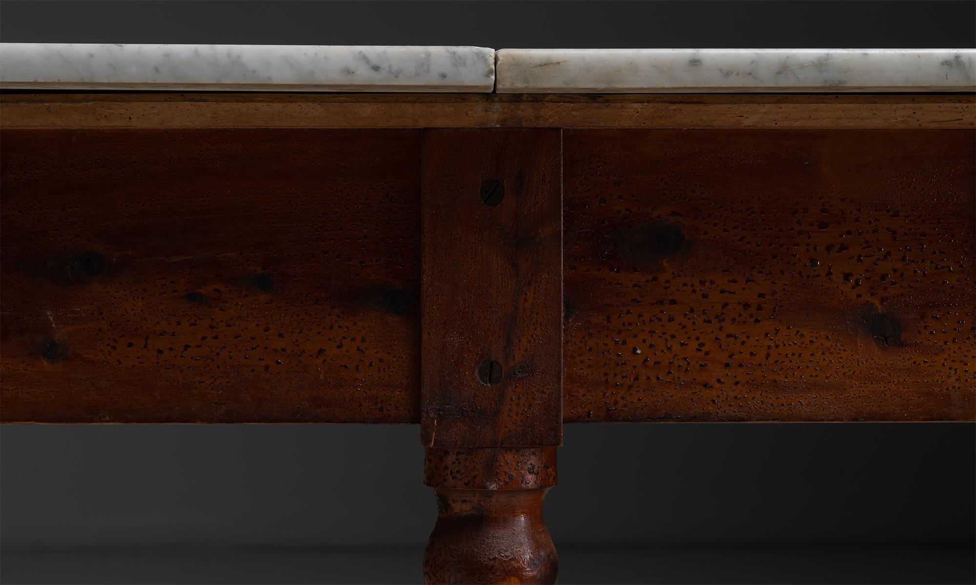 Fin du XIXe siècle Table de préparation à plateau de marbre, Italie vers 1890 en vente