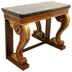 Marble-Top Rosewood and Gilded Console Table