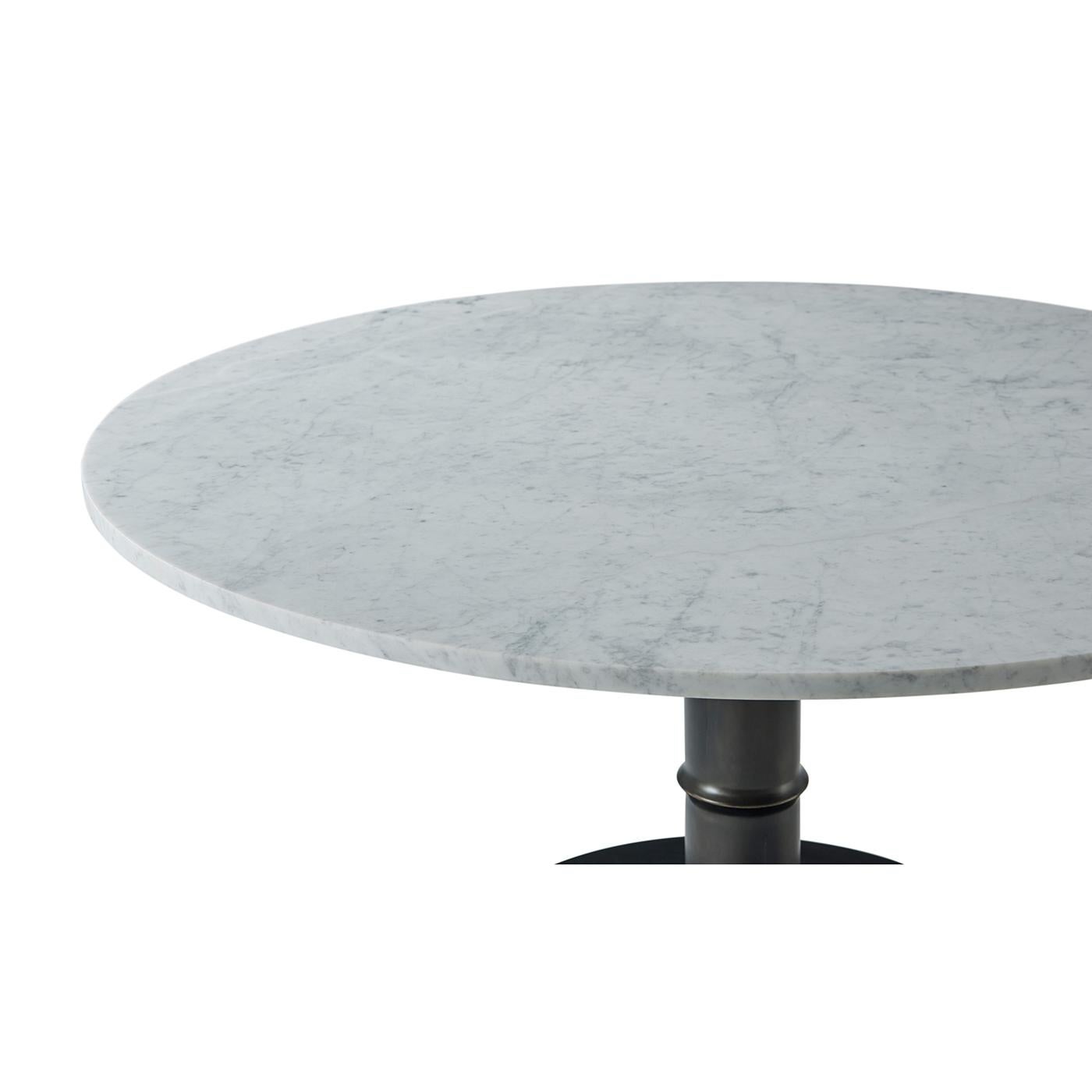 Mid-Century Modern Marble Top Round Dining Table For Sale