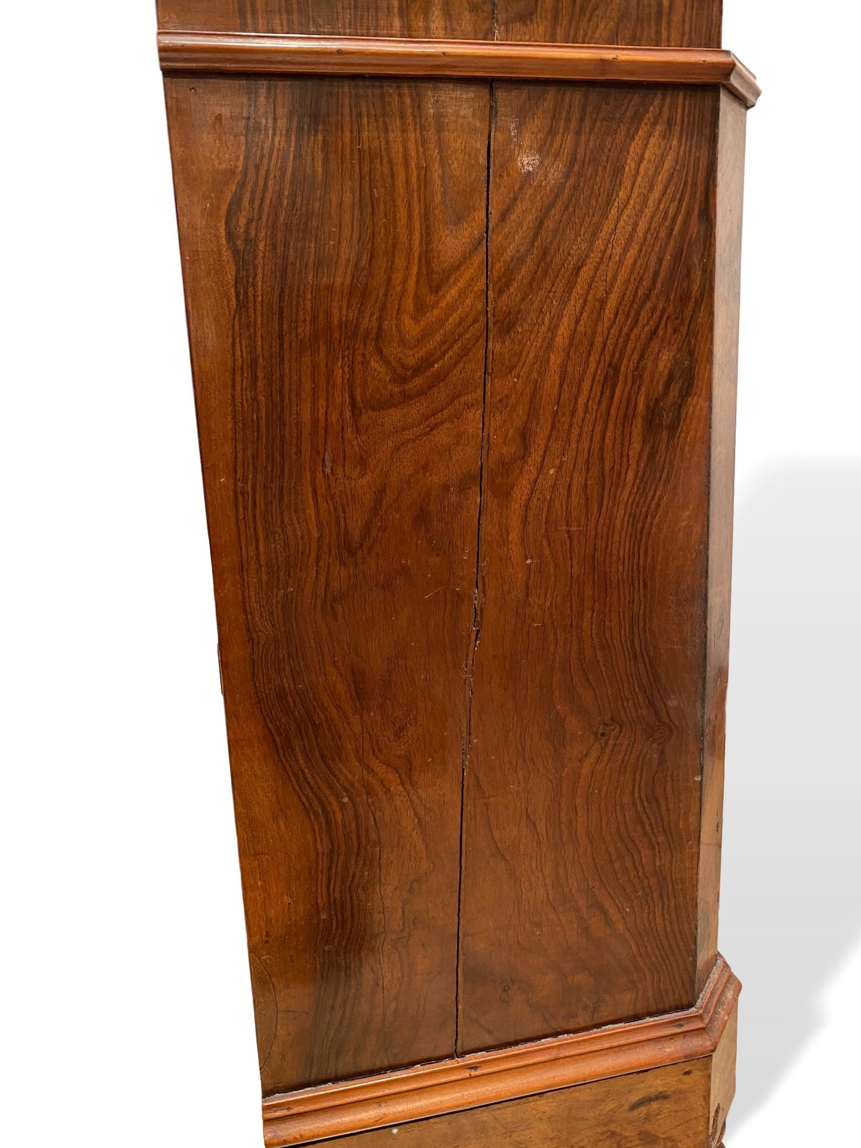 19th Century Marble-Top Side Cabinet, Figured Burl Walnut with Marquetry Inlay, Italian, 1880