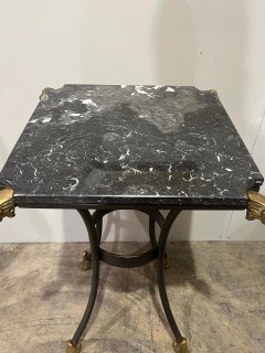 Marble Top Side Table with Rams Heads and Hoofed Feet