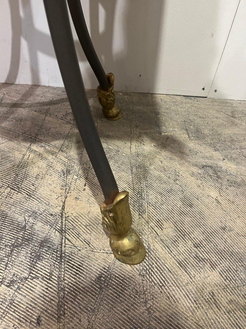 Marble Top Side Table with Rams Heads and Hoofed Feet In Good Condition For Sale In Houston, TX