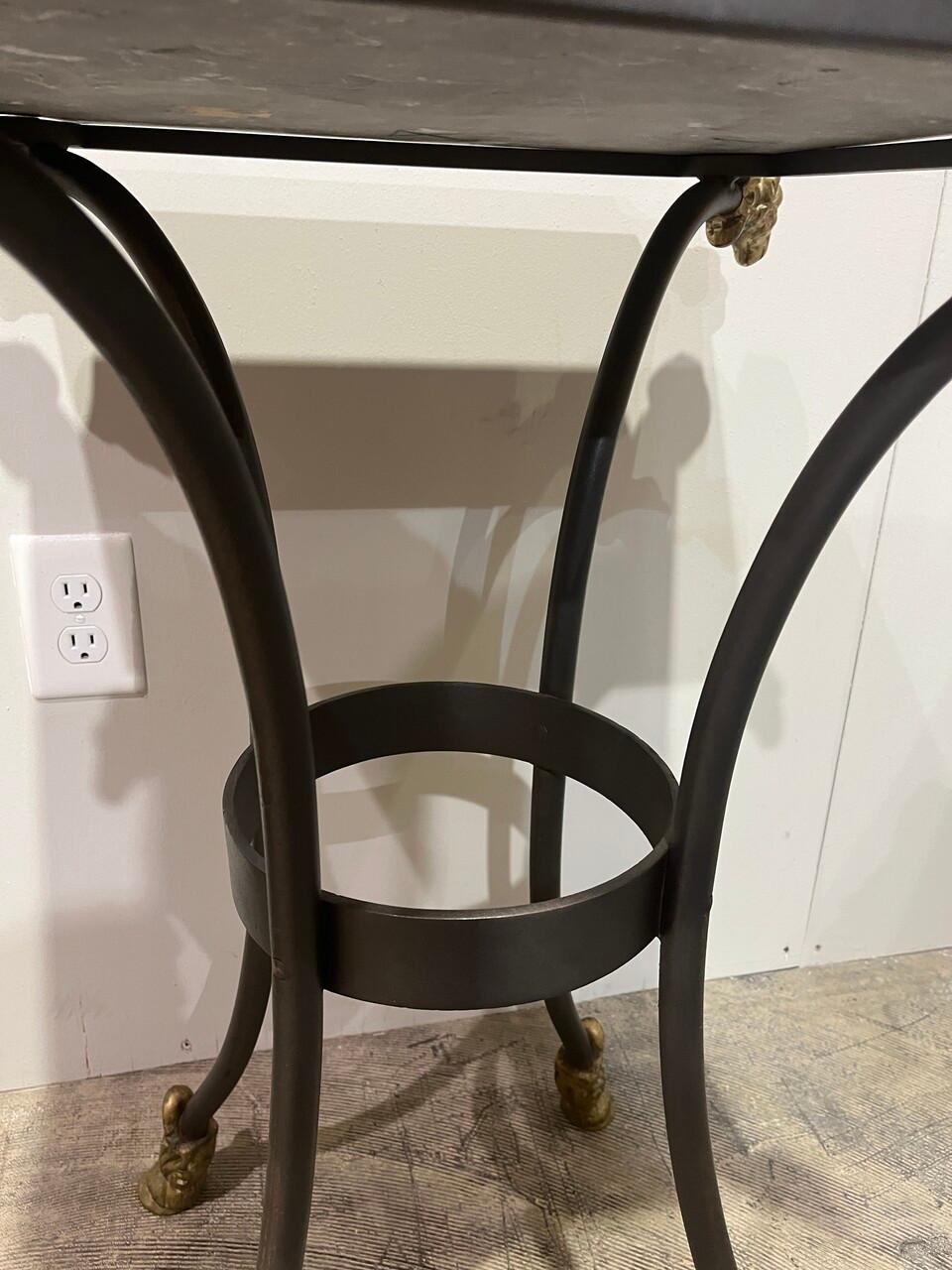 20th Century Marble Top Side Table with Rams Heads and Hoofed Feet For Sale