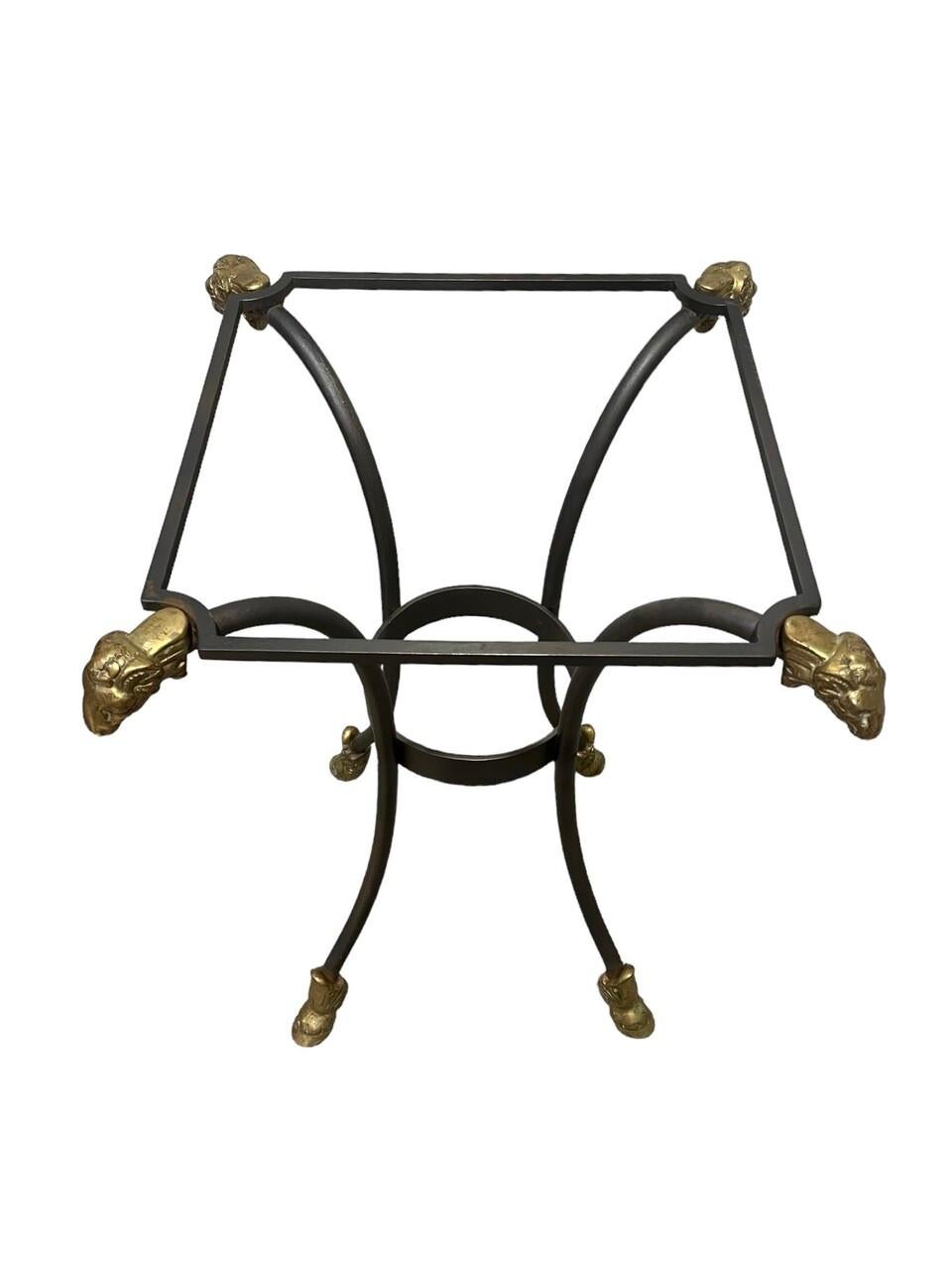 Bronze Marble Top Side Table with Rams Heads and Hoofed Feet For Sale