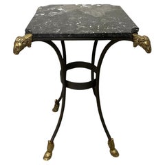 Marble Top Side Table with Rams Heads and Hoofed Feet