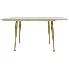 Marble-Top Side Table with Twisted Legs
