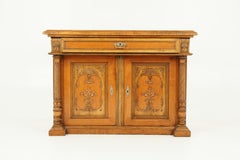 Marble-Top Sideboard, Antique  Walnut Server, Cupboard, France 1890, B1585
