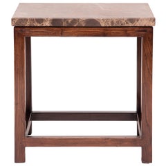 Marble-Top Square Side Table