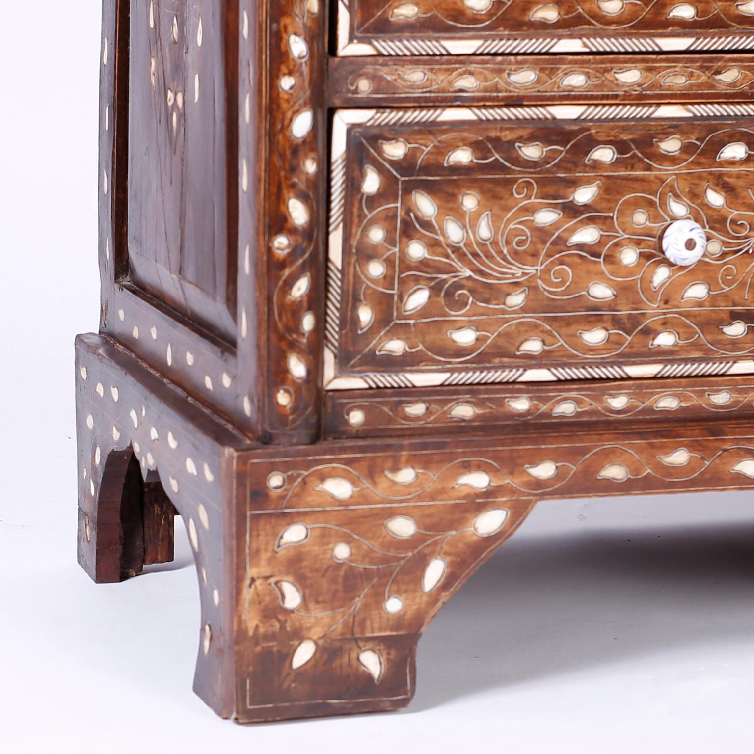 Marble Top Moorish Chest of Drawers with Inlaid Mother of Pearl 1