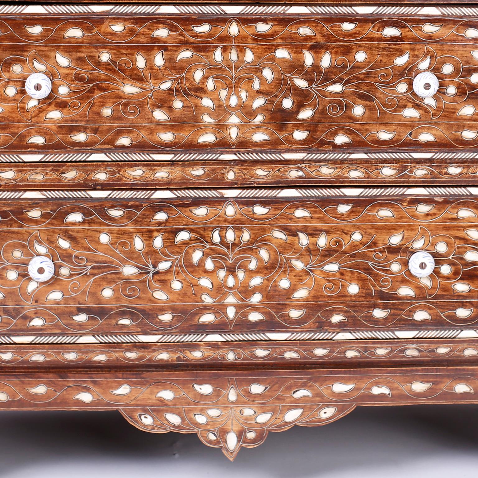 Marble Top Moorish Chest of Drawers with Inlaid Mother of Pearl 2