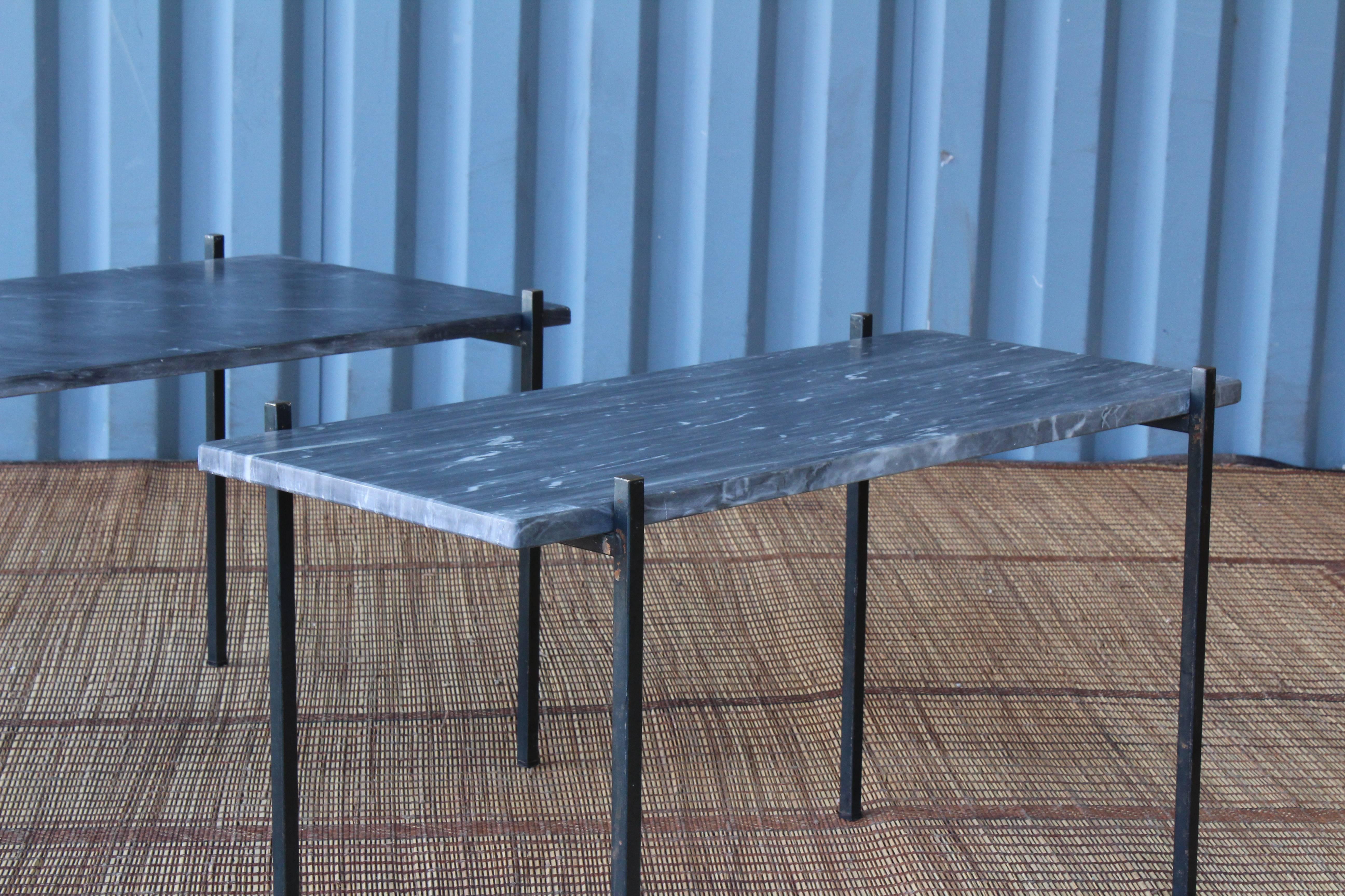 Mid-Century Modern Marble-Top Tables on Metal Bases, Italy, 1960s