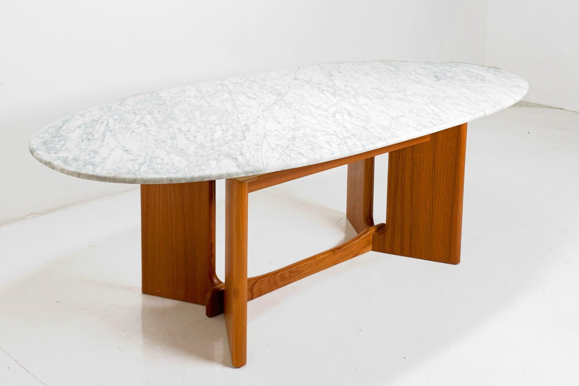 Danish Marble Top Teak Table, 1960s For Sale