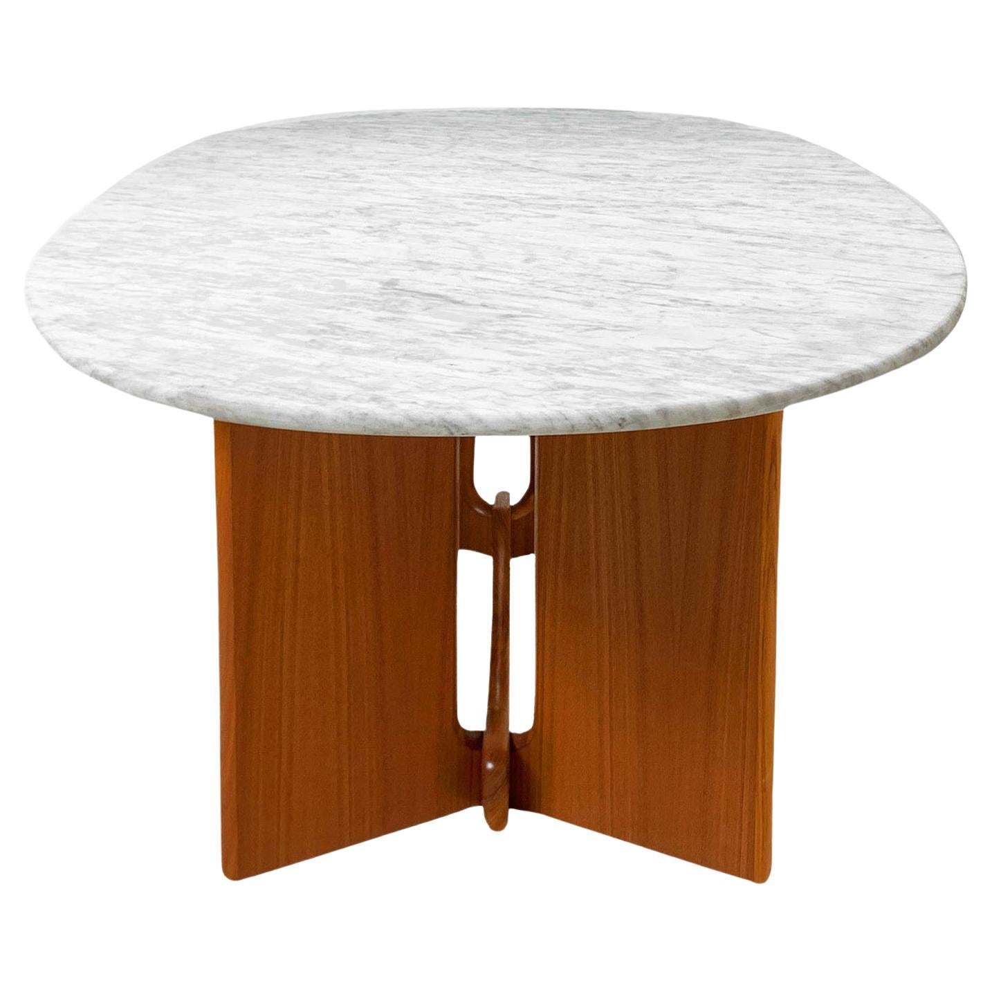 Table en teck à plateau de marbre, 1960