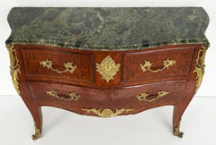 Marble Top Three Drawer Commode with Marquetry and Gilt Bronze Mounts, 20th C