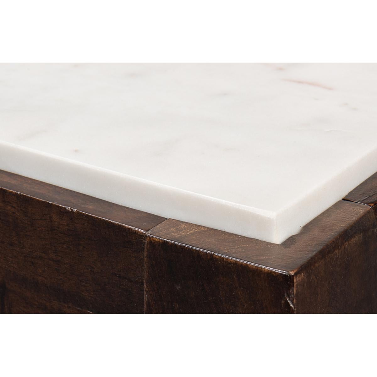 Asian Marble Top Two Tier Console Table For Sale