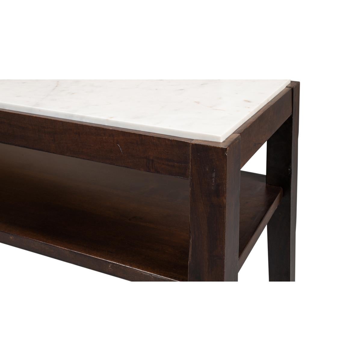 Marble Top Two Tier Console Table For Sale 1