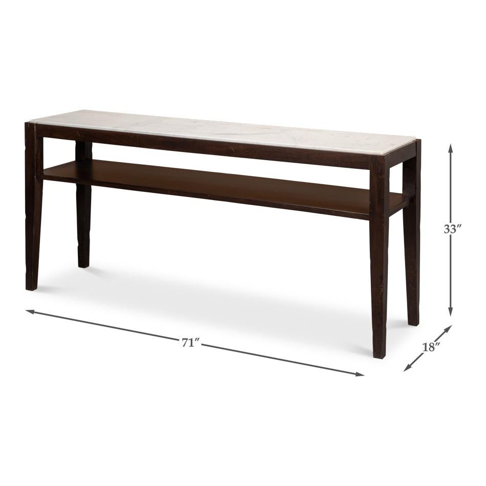 Marble Top Two Tier Console Table For Sale 2