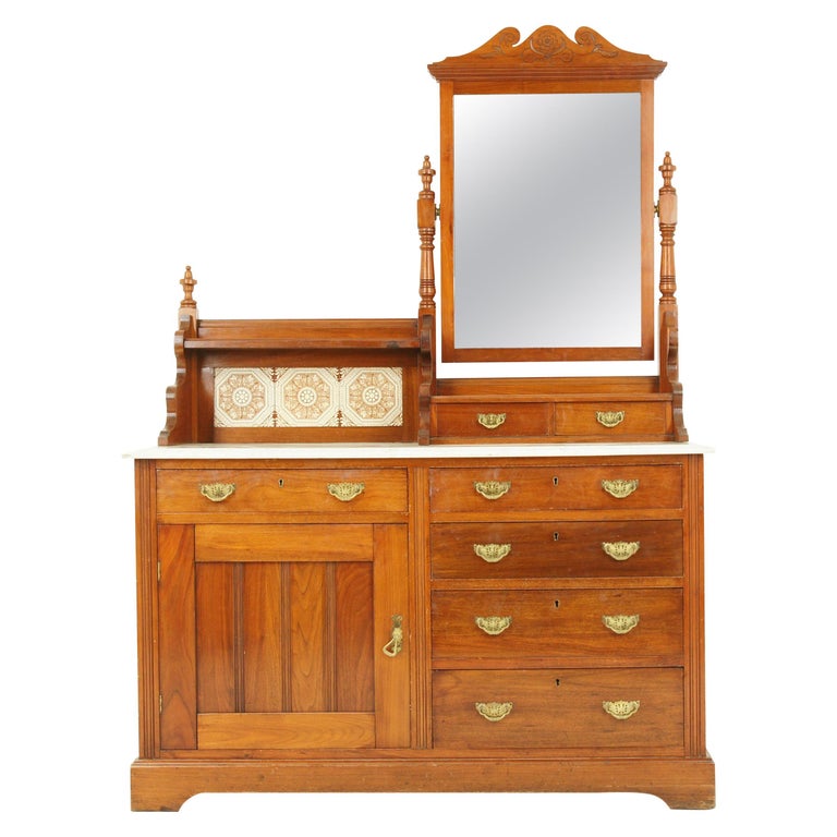 Antique Marble Top Vanity Victorian Walnut Dressing Chest 1880 B1616 At 1stdibs Antique Marble Top Vanity Victorian, Victorian Marble Top Dresser Mirror