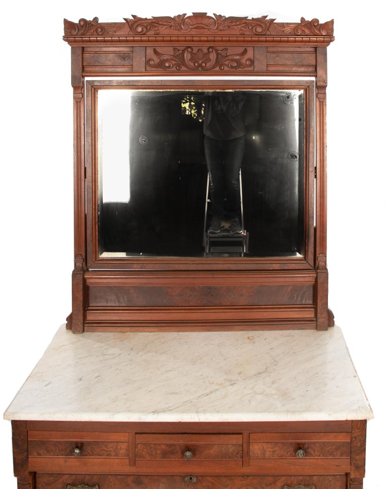 MarbleTop Walnut Dresser at 1stDibs