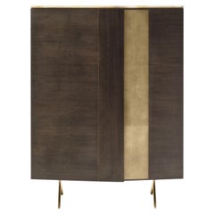 Marble Top, Walnut Wood, Glass, Metal, House Luxury Bar Cabinet