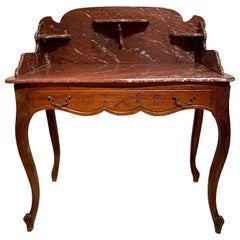 Used Marble-Top Washstand Dry Sink with Marble Surround and Shelves, French