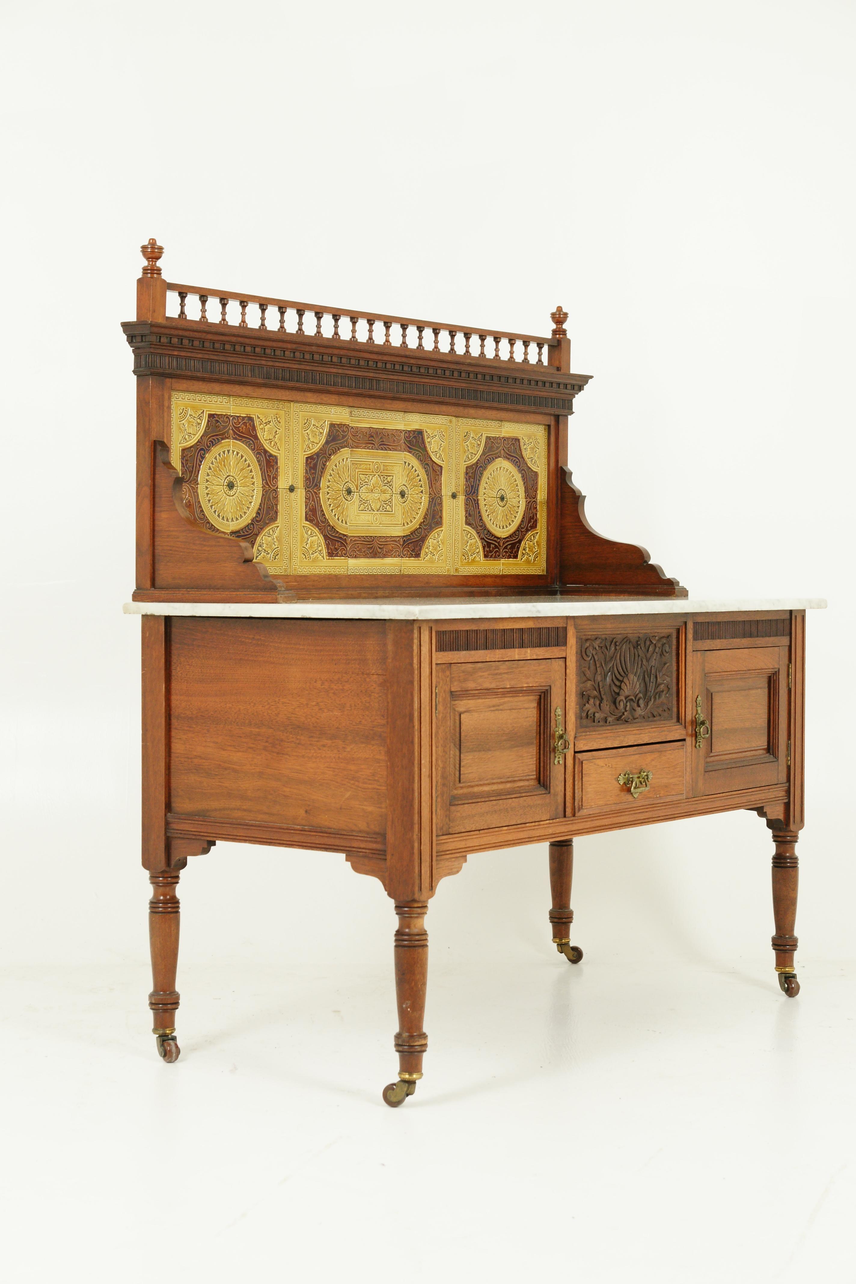 Antique Marble-Top Washstand, Walnut Washstand, Victorian, Scotland 1880, B1615 1