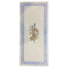 Marble Top White and Gilt Coffee Table with Greek Key and Decorative Inlay