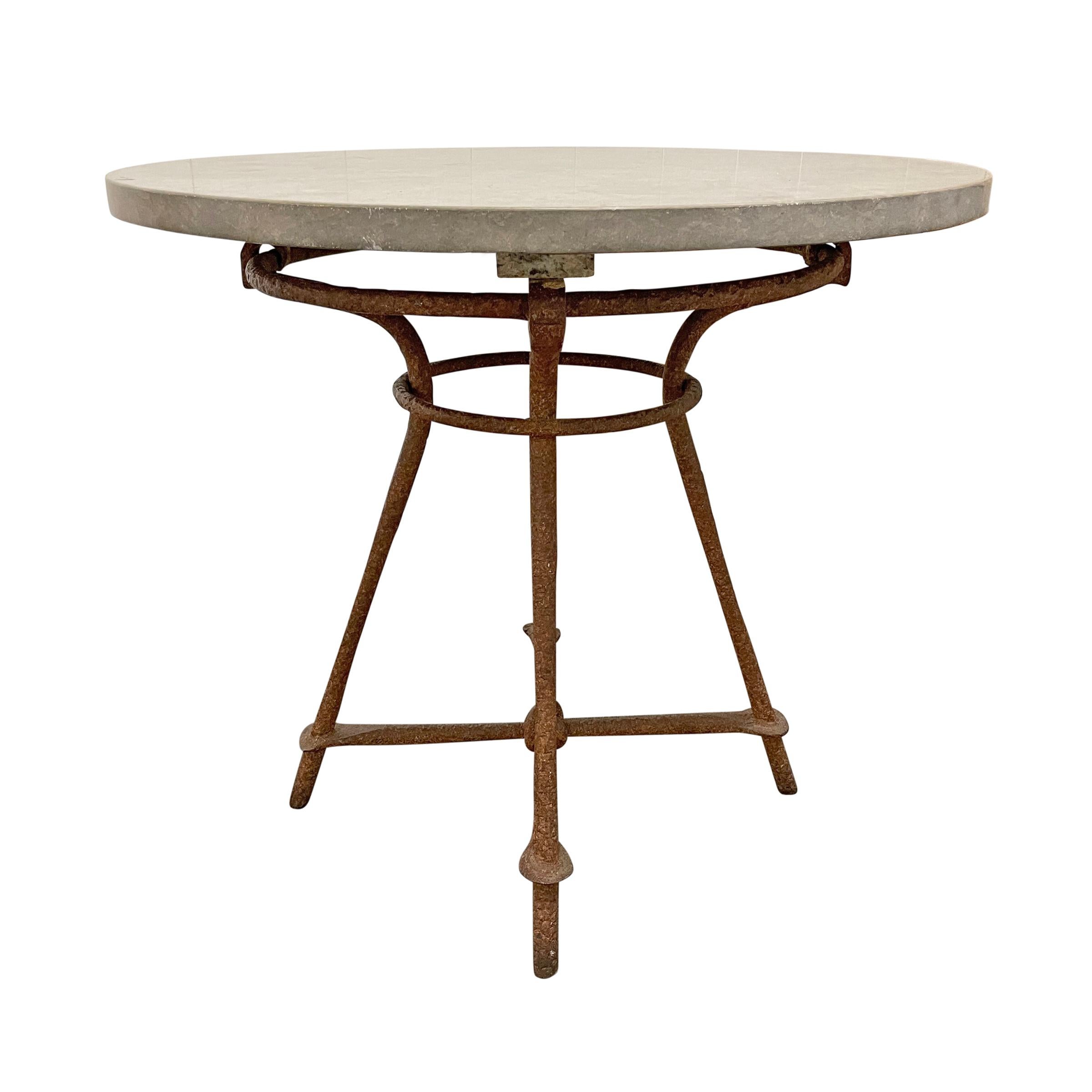 American Marble Top Wrought-Iron Café Table