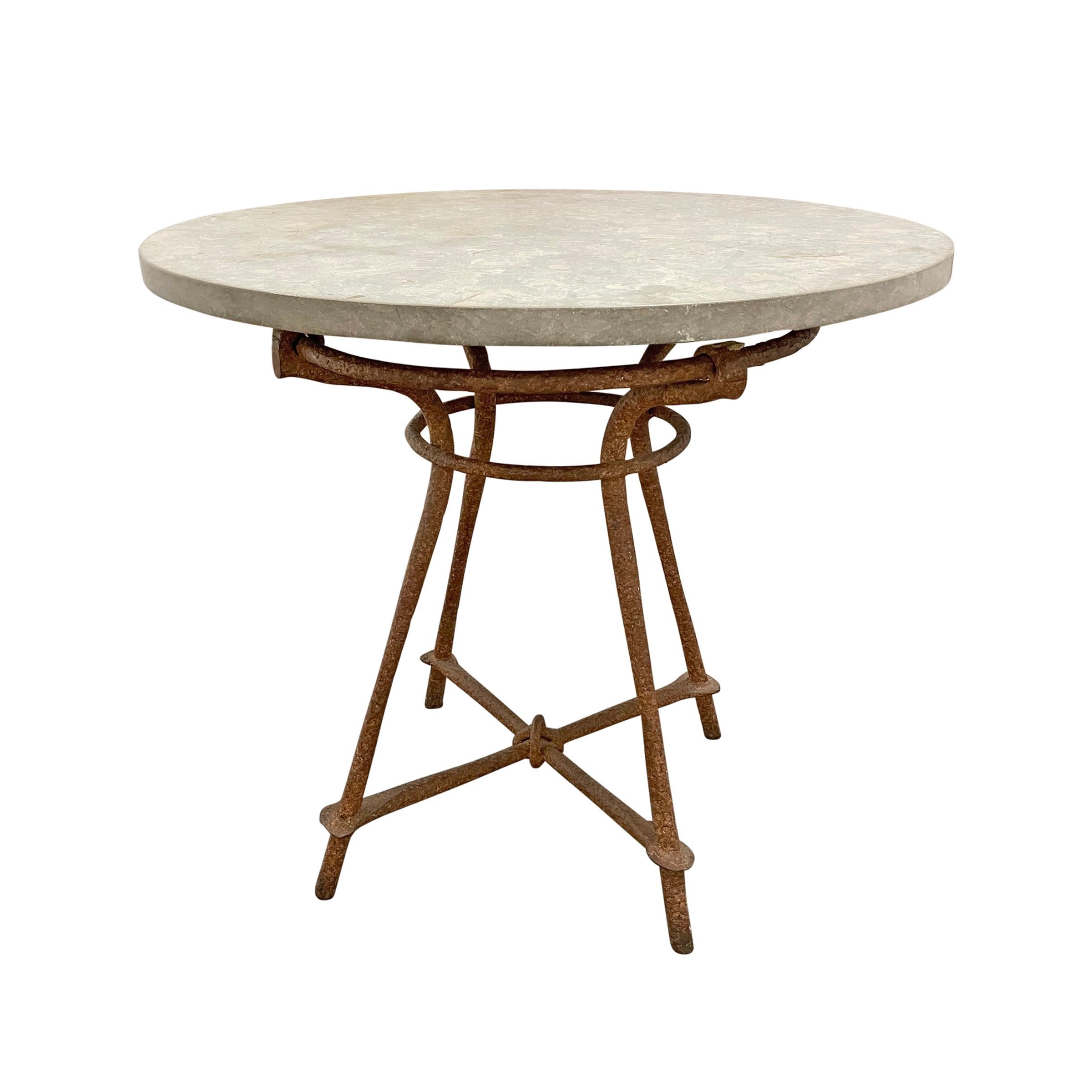 Marble Top Wrought-Iron Café Table In Good Condition In Chicago, IL