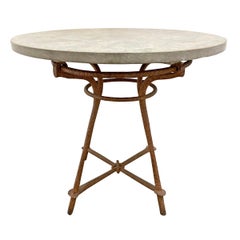Antique Marble Top Wrought-Iron Café Table