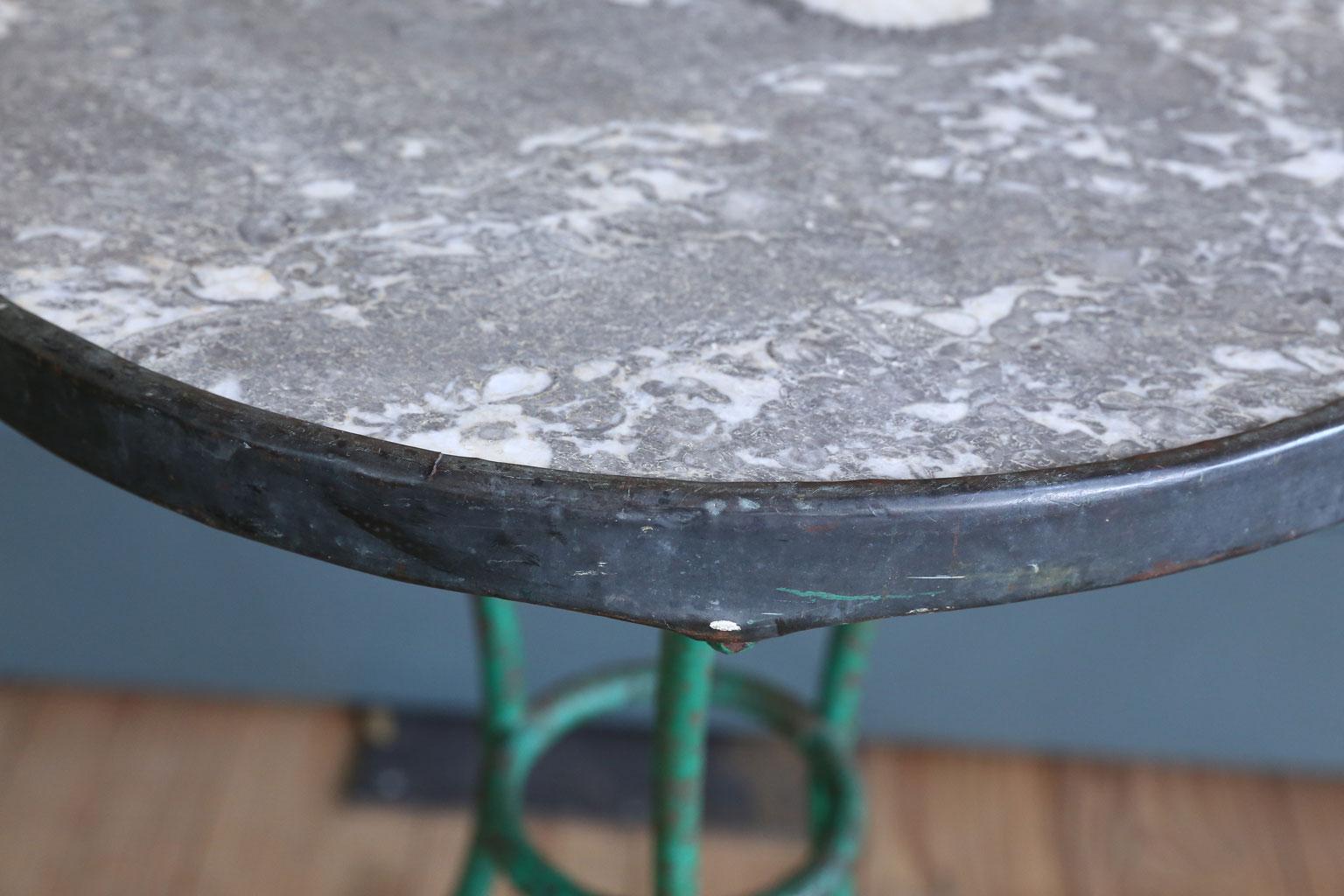 French Marble-Topped Bistro Table or Gueridon from France