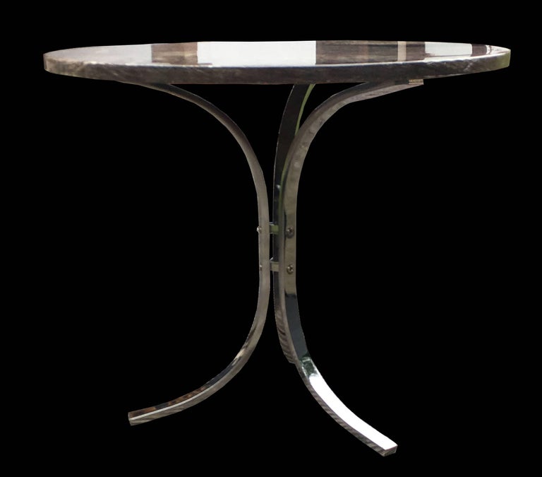 Marble Topped Chrome Side Table For Sale at 1stDibs