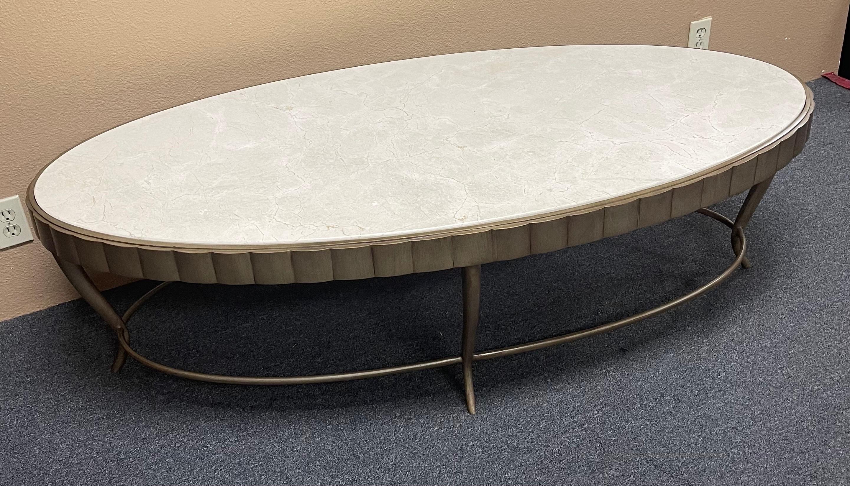 Table basse ovale Cinched surmontée de marbre de Barbara Barry pour Henredon en vente 4